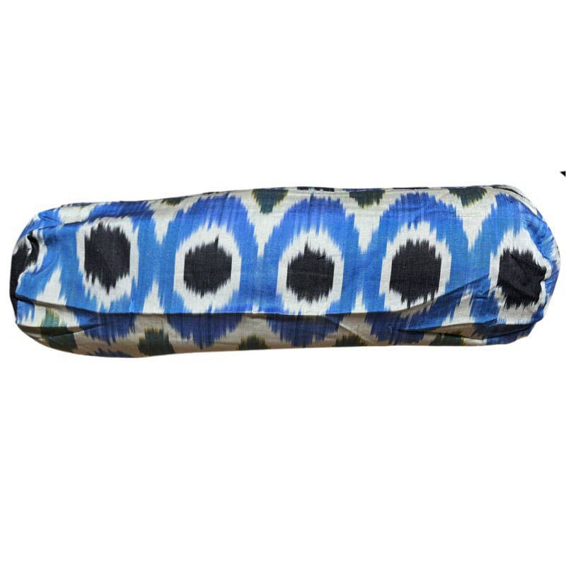 Ikat Handwoven Silk Bolster Pillow Case Including Cushion (19"x6")