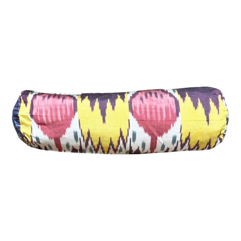 Ikat Handwoven Silk Bolster Pillow Case (19"x6")