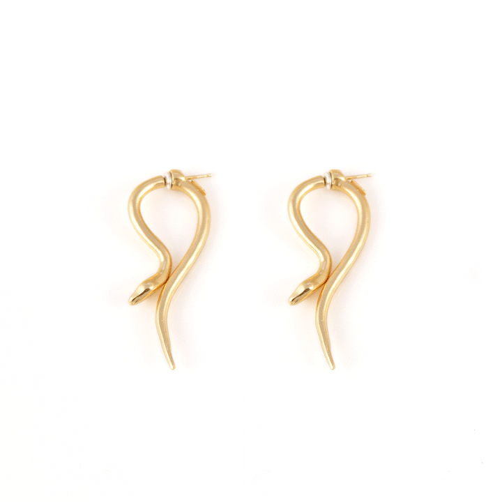 Hooked Earrings - Gold Snake earrings Giulia Barela Gioielli/Jewlery